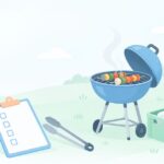 会社のBBQの幹事になったらをイメージしたイラスト