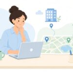 会社設立で本店所在地を選ぶ様子をイメージしたイラスト