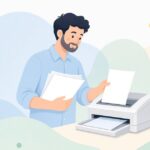 原本とスキャンのページ照合をイメージしたイラスト