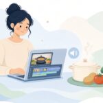 料理動画の編集をイメージしたイラスト