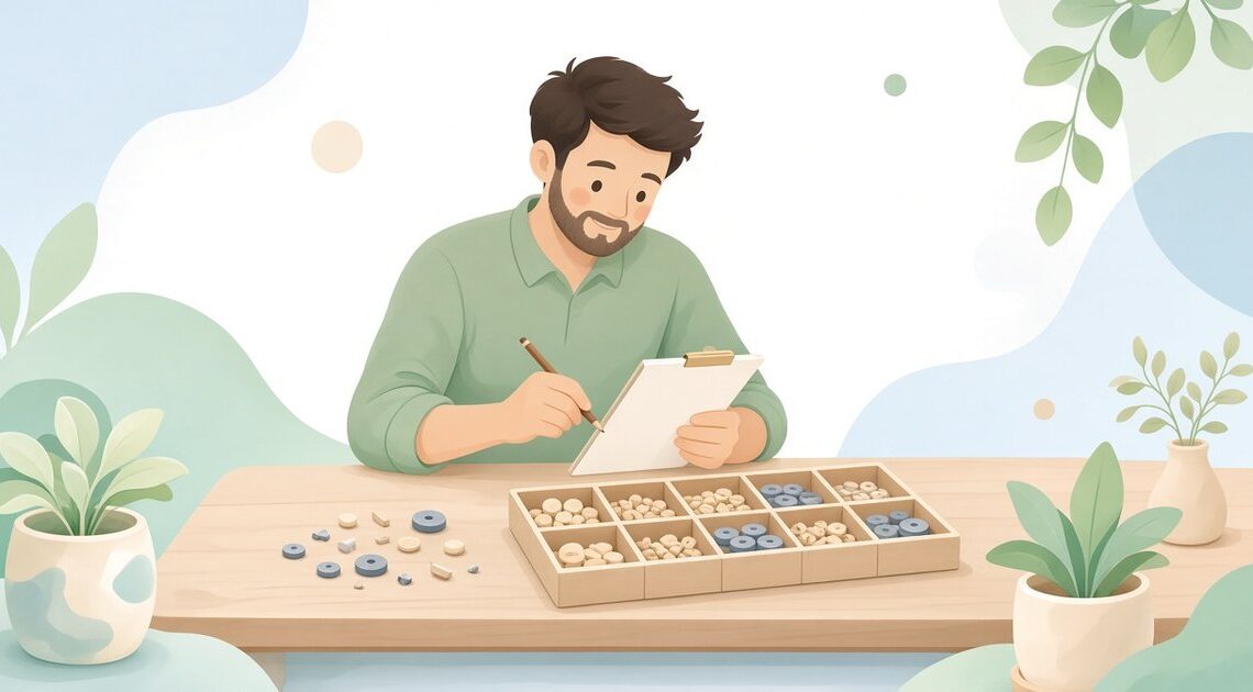 工作の部品を番号順に数えて足りないものだけ買う