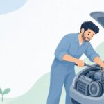クランクシャフトをソケットで回す様子をイメージしたイラスト