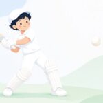 クリケットのバットでボールを打つ様子をイメージしたイラスト