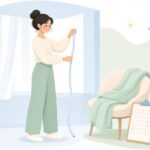 カーテン寸法の計測をイメージしたイラスト