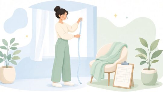 窓の幅と丈を測ってカーテンの寸法を表にする