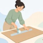 罫線ローラーで段ボールに折り目を付ける紙器加工の様子をイメージしたイラスト