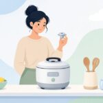 電気圧力鍋の排気バルブを交換する様子をイメージしたイラスト
