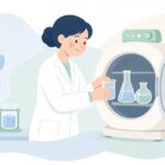 卓上オートクレーブで器具を滅菌する様子をイメージしたイラスト