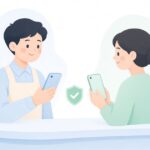 スマホで対面の本人確認をする様子をイメージしたイラスト