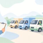 配車表と担当者の照合をイメージしたイラスト