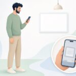 遠くの表示の撮影をイメージしたイラスト
