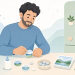 写真でオリジナルマグネットを作る様子をイメージしたイラスト