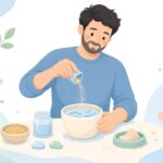 自作ワームに耐熱ラメを入れる様子をイメージしたイラスト