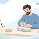 ワーム金型をクランプで固定する様子をイメージしたイラスト