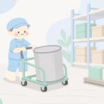 ドラムリフターでドラム缶を運ぶ作業をイメージしたイラスト
