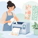 DTFプリンターに白インクを補充する様子をイメージしたイラスト