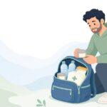 非常持ち出し袋の点検をイメージしたイラスト