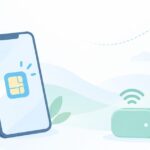 海外旅行のeSIMとポケットWiFiの選び方をイメージしたイラスト