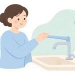 蛇口に補助レバーを付けて楽に回す様子をイメージしたイラスト