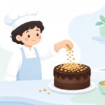 フィヤンティーヌをケーキに使うお菓子作りをイメージしたイラスト