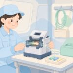 光ファイバを融着接続する作業をイメージしたイラスト