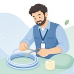 光ファイバー工事でケブラーばさみを使う様子をイメージしたイラスト