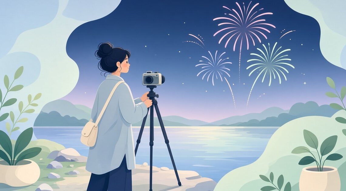 長時間露光で打ち上げ花火の光跡を写真に残す方法