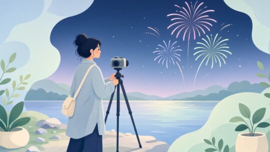 長時間露光で打ち上げ花火の光跡を写真に残す方法