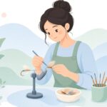 フライタイイングでハックルガードを使う様子をイメージしたイラスト