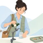 ヘッドセメントを薄め液で調整する様子をイメージしたイラスト