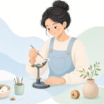 フライタイイングでピックアウトする様子をイメージしたイラスト