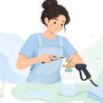 フォームキャノンのオリフィスを交換する様子をイメージしたイラスト