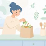 生ゴミを紙袋に入れて処理する様子をイメージしたイラスト