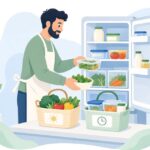 冷蔵庫の食材の仕分けをイメージしたイラスト