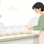 ショウジョウバエ培養容器を並べる様子をイメージしたイラスト