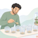 ショウジョウバエ用の培地を準備する様子をイメージしたイラスト