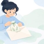 手紙に文香を添える様子をイメージしたイラスト