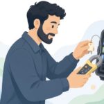 ヒューズ電流測定ループアダプターで電流を測る様子をイメージしたイラスト