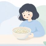 ふしめんを使った汁物を味わう様子をイメージしたイラスト