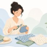 がま口の口金を取り付ける様子をイメージしたイラスト