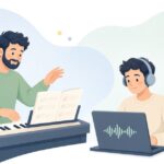 合唱パートと録音の照合をイメージしたイラスト