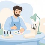 ネイルパレットでジェルの色を調合する様子をイメージしたイラスト