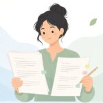 原稿のルビと読み仮名表の照合をイメージしたイラスト