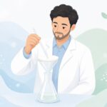 実験用ガラス繊維ろ紙をセットする様子をイメージしたイラスト