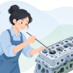 グロープラグの先端を除去工具で取り出す様子をイメージしたイラスト
