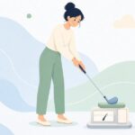 ゴルフクラブの重量バランスを測る様子をイメージしたイラスト