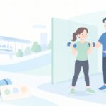 五反田でパーソナルジムを選ぶならをイメージしたイラスト