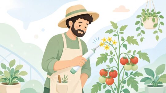 温室トマト農家の夏場の花粉付けにおすすめ｜電動授粉器の振動方式とヘッド形状