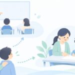 集団塾と個別指導、どっちが合うをイメージしたイラスト