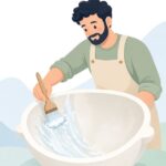 石膏型に離型石けんを塗る様子をイメージしたイラスト